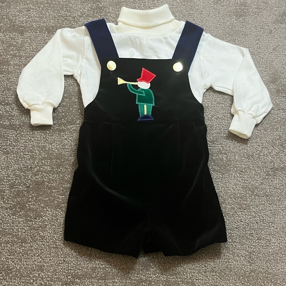 NWOT Florence Eiseman Boys 2T Holiday Velvet Overall Jumper Set